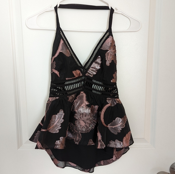 🚫 Sold 🚫 Rebecca Taylor - Floral Print Plunge Neckline Crop Top - XS/2 - Picture 5 of 7